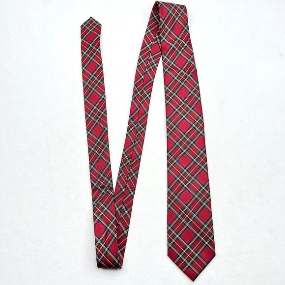 Pronto Uomo Red Plaid 100% Silk Tie - Picture 1 of 4